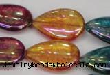 CKQ158 15.5 inches 18*25mm flat teardrop AB-color crackle quartz beads