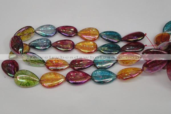 CKQ158 15.5 inches 18*25mm flat teardrop AB-color crackle quartz beads