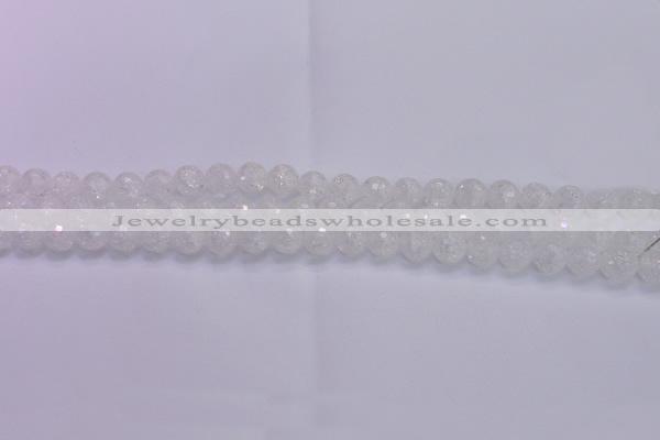 CKQ343 15.5 inches 6mm faceted round dyed crackle quartz beads