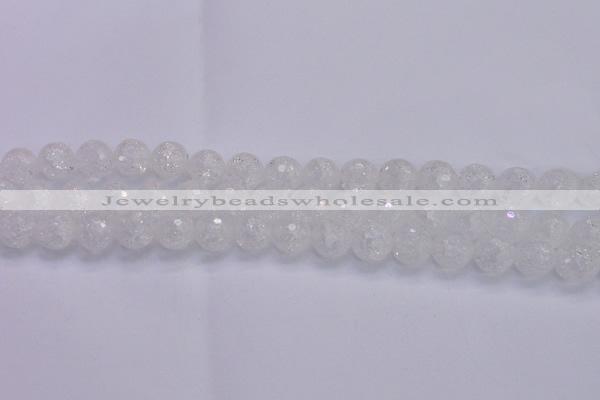 CKQ346 15.5 inches 12mm faceted round dyed crackle quartz beads