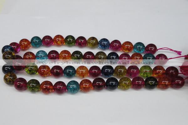 CKQ35 15.5 inches 14mm round dyed crackle quartz beads wholesale