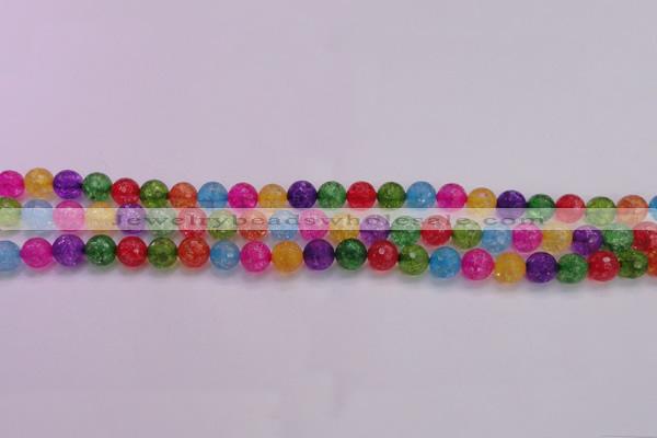 CKQ350 15.5 inches 6mm faceted round dyed crackle quartz beads