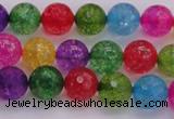 CKQ351 15.5 inches 8mm faceted round dyed crackle quartz beads