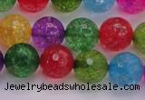 CKQ353 15.5 inches 12mm faceted round dyed crackle quartz beads