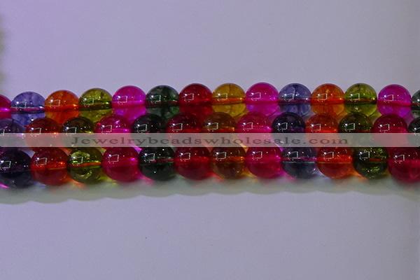 CKQ392 15.5 inches 8mm round dyed crackle quartz beads