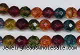 CKQ42 15.5 inches 8mm faceted round dyed crackle quartz beads