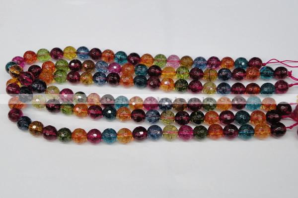 CKQ43 15.5 inches 10mm faceted round dyed crackle quartz beads