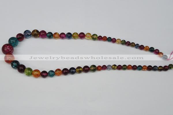 CKQ49 15.5 inches 6mm - 14mm round dyed crackle quartz beads