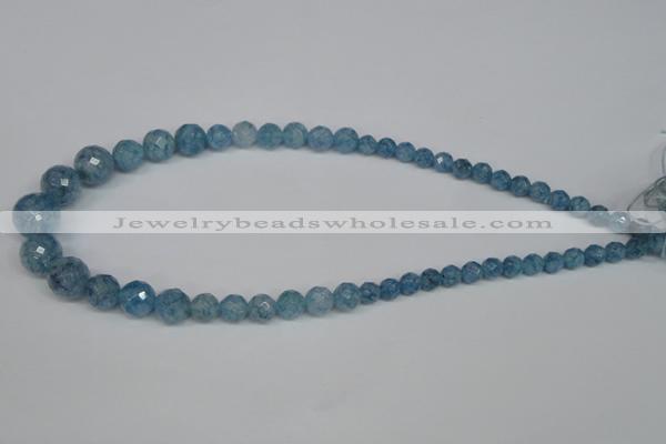 CKQ51 15.5 inches 6mm - 14mm faceted round dyed crackle quartz beads