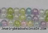 CKQ61 15.5 inches 6mm round AB-color dyed crackle quartz beads