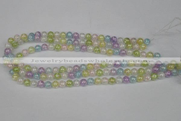 CKQ61 15.5 inches 6mm round AB-color dyed crackle quartz beads