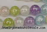 CKQ64 15.5 inches 12mm round AB-color dyed crackle quartz beads