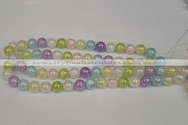 CKQ64 15.5 inches 12mm round AB-color dyed crackle quartz beads