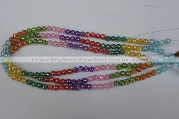 CKQ71 15.5 inches 6mm round AB-color dyed crackle quartz beads