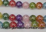 CKQ72 15.5 inches 8mm round AB-color dyed crackle quartz beads