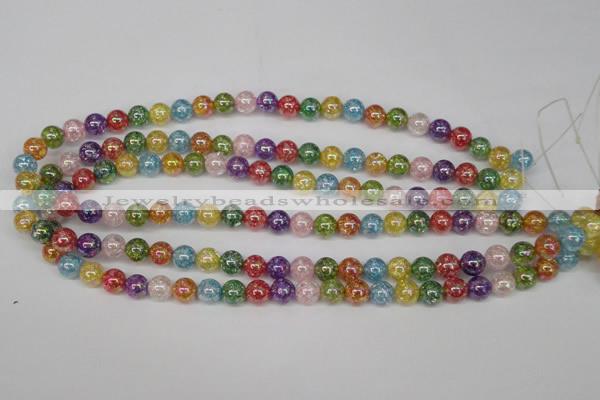 CKQ72 15.5 inches 8mm round AB-color dyed crackle quartz beads