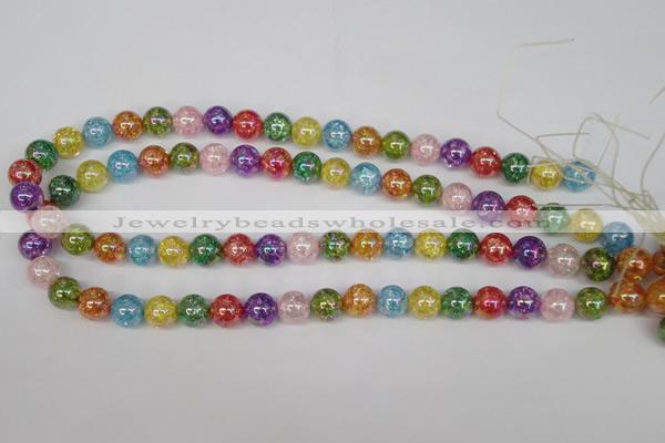 CKQ73 15.5 inches 10mm round AB-color dyed crackle quartz beads