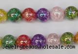 CKQ75 15.5 inches 14mm round AB-color dyed crackle quartz beads