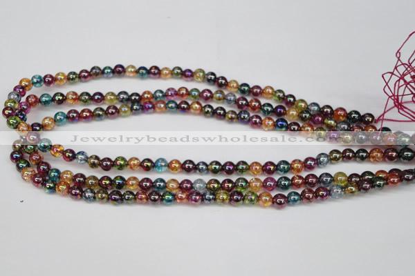 CKQ81 15.5 inches 6mm round AB-color dyed crackle quartz beads