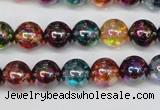 CKQ83 15.5 inches 10mm round AB-color dyed crackle quartz beads