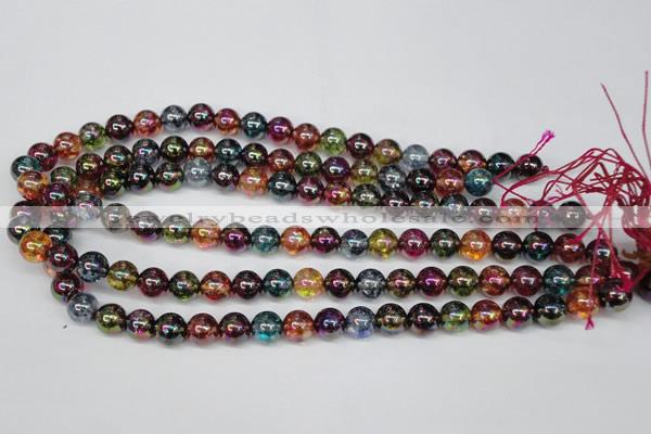 CKQ83 15.5 inches 10mm round AB-color dyed crackle quartz beads