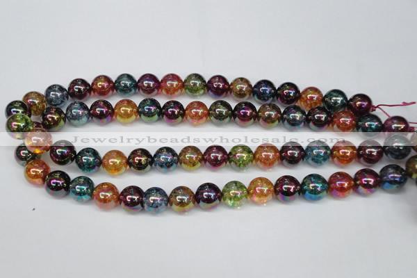 CKQ84 15.5 inches 12mm round AB-color dyed crackle quartz beads