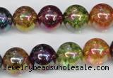 CKQ85 15.5 inches 14mm round AB-color dyed crackle quartz beads