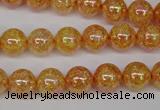 CKQ91 15.5 inches 6mm round AB-color dyed crackle quartz beads