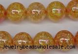 CKQ95 15.5 inches 14mm round AB-color dyed crackle quartz beads