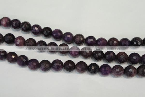 CKU26 15.5 inches 16mm faceted round purple kunzite beads wholesale