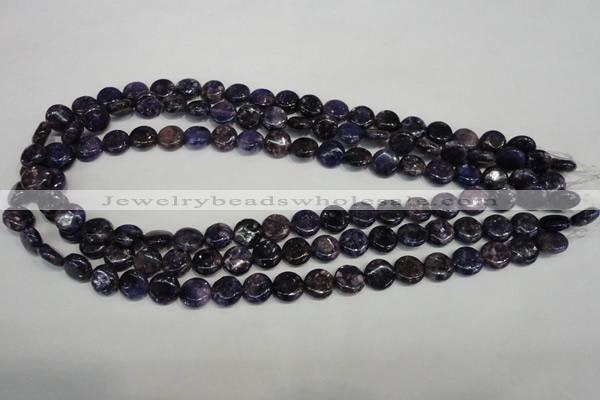 CKU35 15.5 inches 10mm flat round purple kunzite beads wholesale