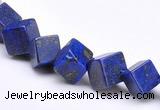 CLA39 6*6*6mm oblique-drilled cubic dyed lapis lazuli beads