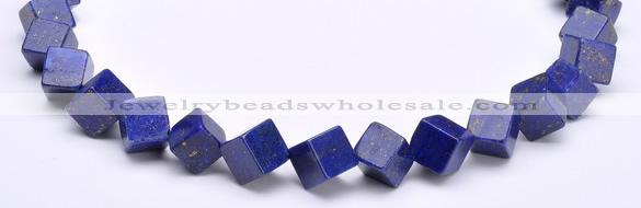 CLA40 oblique-drilled cubic 10*10*10mm dyed lapis lazuli beads