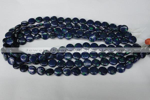 CLA411 15.5 inches 12mm flat round synthetic lapis lazuli beads