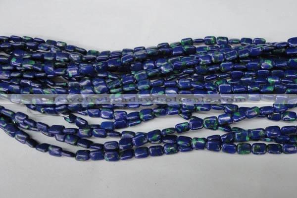 CLA425 15.5 inches 6*8mm rectangle synthetic lapis lazuli beads