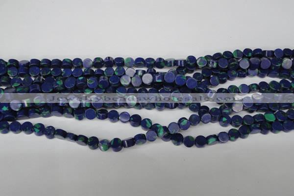 CLA441 15.5 inches 6mm coin synthetic lapis lazuli beads