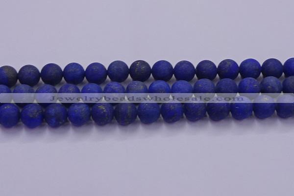 CLA74 15.5 inches 12mm round matte lapis lazuli beads wholesale