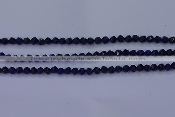 CLA81 15.5 inches 6mm faceted nuggets dyed lapis lazuli beads