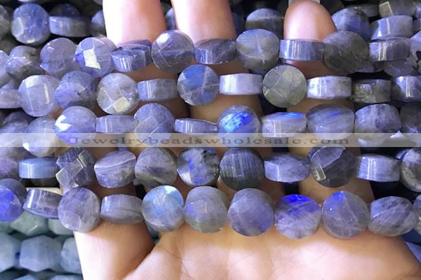 CLB1022 15.5 inches 10mm faceted coin labradorite gemstone beads