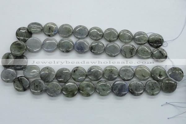 CLB107 15.5 inches 18mm flat round labradorite gemstone beads wholesale