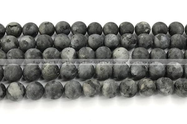 CLB1198 15 inches 10mm round matte black labradorite beads