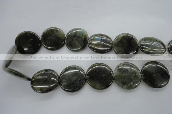 CLB139 15.5 inches 30mm flat round labradorite gemstone beads