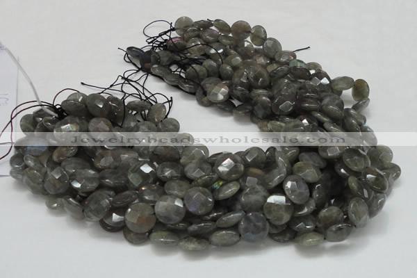 CLB14 16 inches 14mm faceted coin labradorite gemstone beads