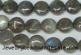 CLB168 15.5 inches 12mm flat round labradorite gemstone beads