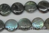 CLB170 15.5 inches 16mm flat round labradorite gemstone beads