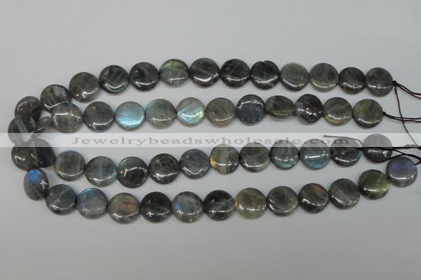 CLB170 15.5 inches 16mm flat round labradorite gemstone beads