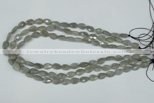 CLB183 15.5 inches 8*12mm faceted flat teardrop labradorite beads