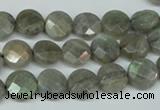 CLB190 15.5 inches 10mm faceted coin labradorite gemstone beads