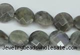 CLB191 15.5 inches 14mm faceted coin labradorite gemstone beads