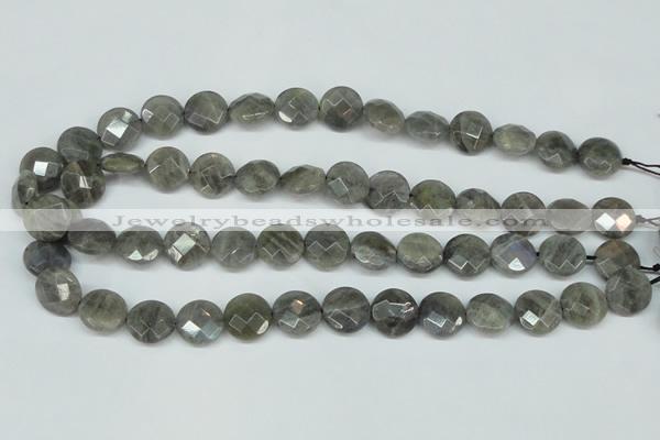 CLB191 15.5 inches 14mm faceted coin labradorite gemstone beads